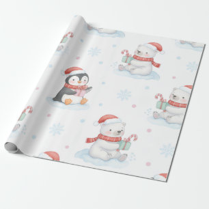 Papel de embrulho de Natal Ursos polares adoráveis
