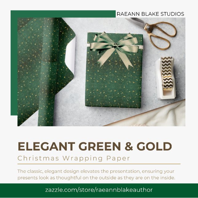 Papel de embrulho de Natal verde e dourado elegant (Criador carregado)