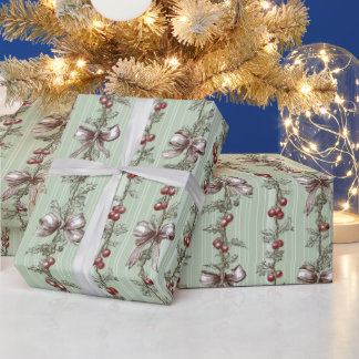 Papel de embrulho de Natal verde Impressão festiva