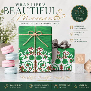 Papel de embrulho de Natal verde Presente orname
