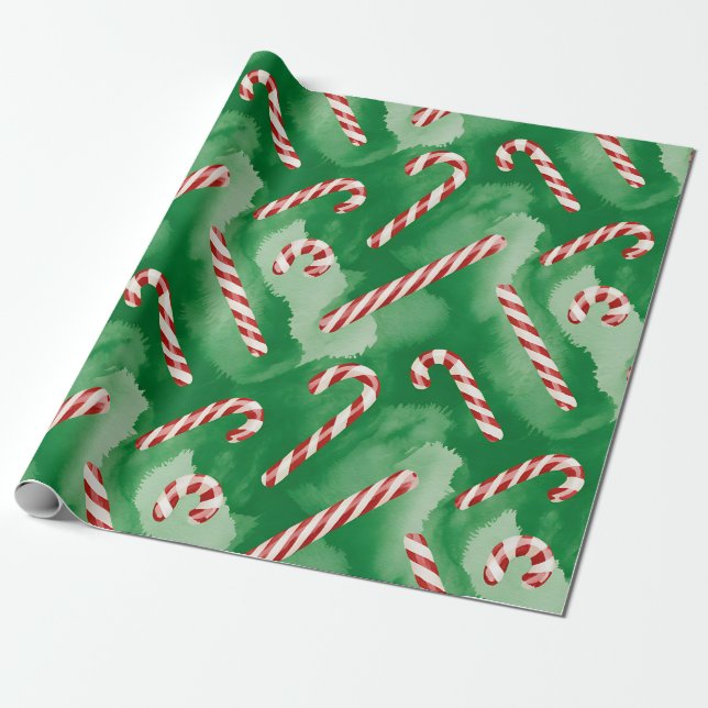 Papel de embrulho de Natal Verde Retro (Desenrolado)