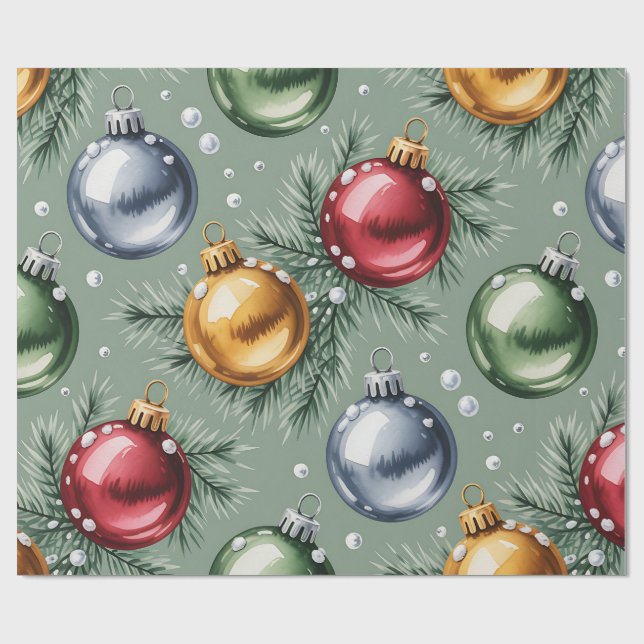 Papel de embrulho de Natal Verde Retro (Aberto)