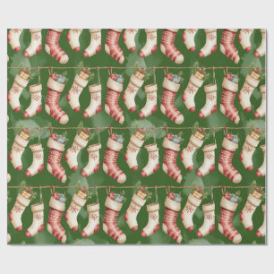 Papel de embrulho de Natal Verde Retro