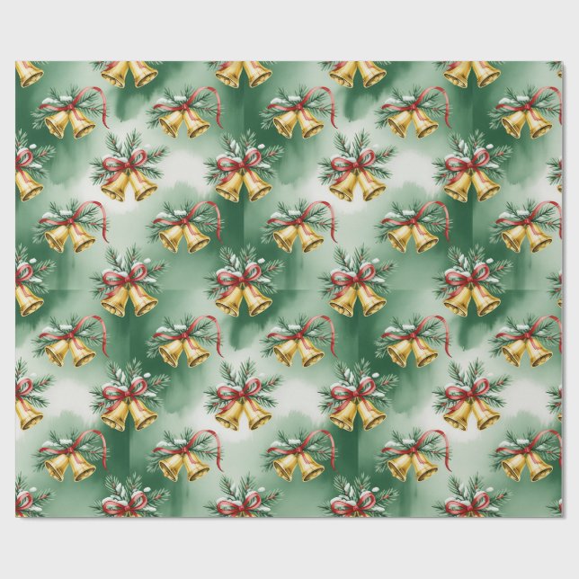 Papel de embrulho de Natal Verde Retro (Aberto)
