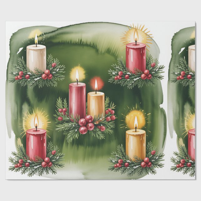 Papel de embrulho de Natal Verde Retro (Aberto)