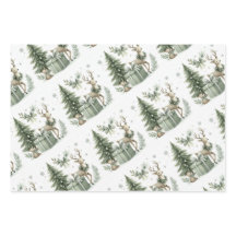 Papel de embrulho de natal verde sábio - conjunto 
