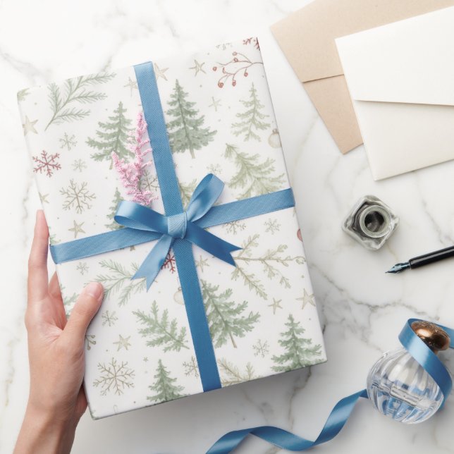 Papel de embrulho de Natal verde sálvia (Presentear)
