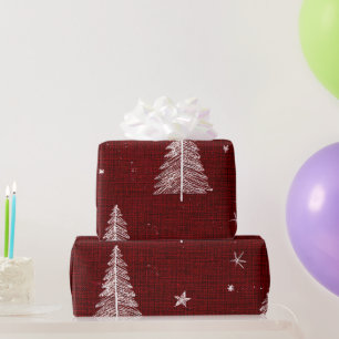 Papel de embrulho de Natal Vermelho Escuro Elegant