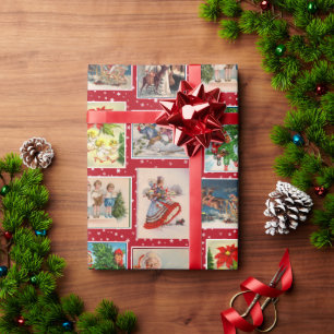 Papel de embrulho de Natal vintage colorido com po