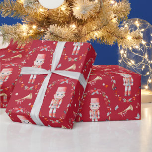 Papel de embrulho de Natal vintage com soldado de 