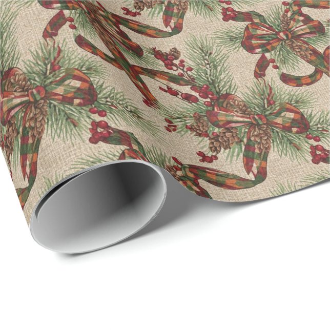 Papel de embrulho de Natal Vintage Holly (Ponta do rolo)