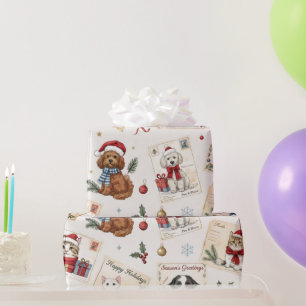 Papel de embrulho de Natal vintage para animais de