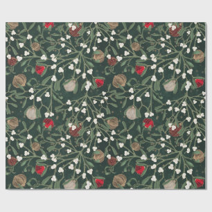 Papel de embrulho de Natal Visco Verde & Enfeite