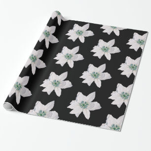 Papel de embrulho de Natal White Pointsetta