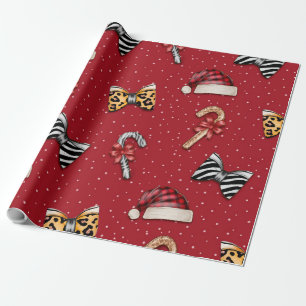 Papel de embrulho de Natal Xadrez Leopardo Selvage