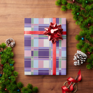 Papel de embrulho de Natal Xadrez Purple Pastel