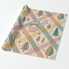 Papel de embrulho de Natal xadrez rosa