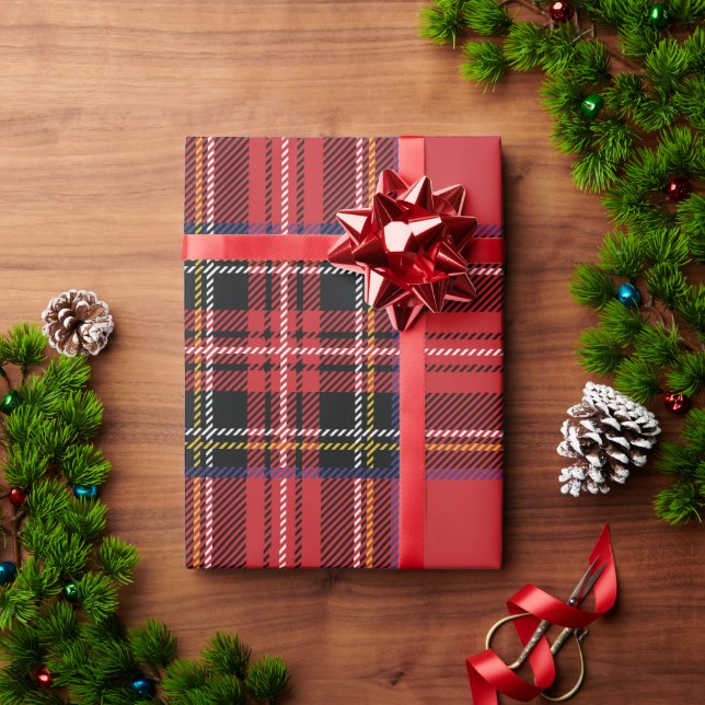 Papel de embrulho de Natal xadrez vermelho (Presente de Natal)