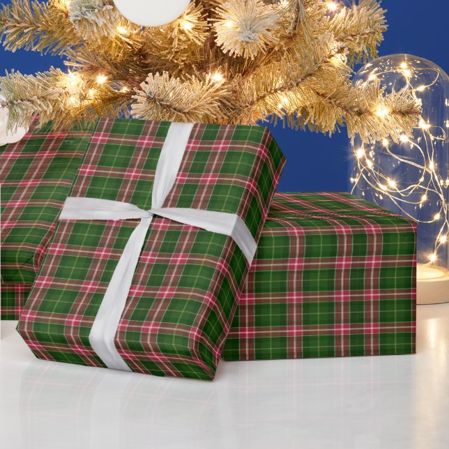 Papel de embrulho de Natal Xadrez Vermelho Verde V (Feriados)