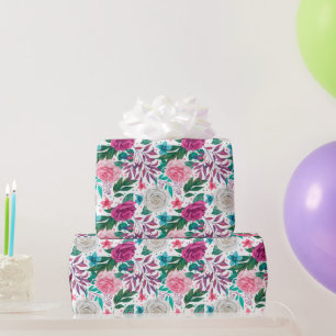Papel de Embrulho de Noiva Rosas Brancas Rosa Borg