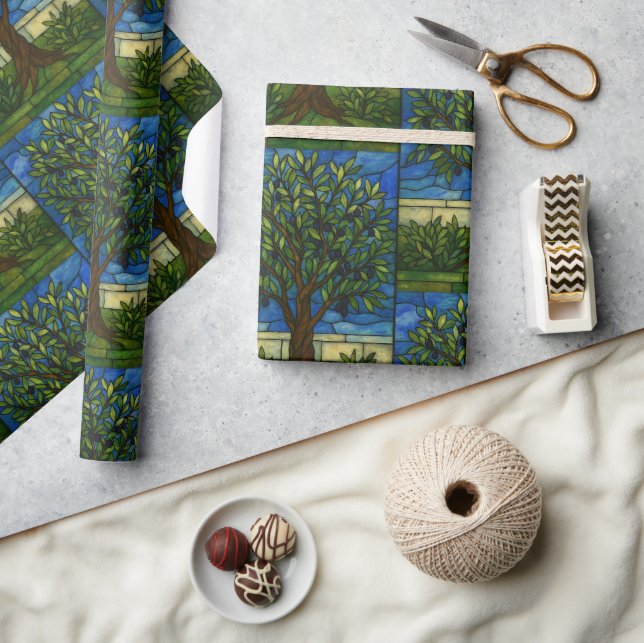 Papel de embrulho de oliveira em vitral – Natureza (Artesanato)