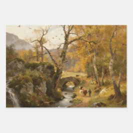 Papel de Embrulho de Outono Rural Pintura a Óleo V