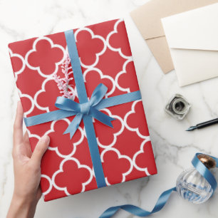 Papel de embrulho de padrão branco vermelho