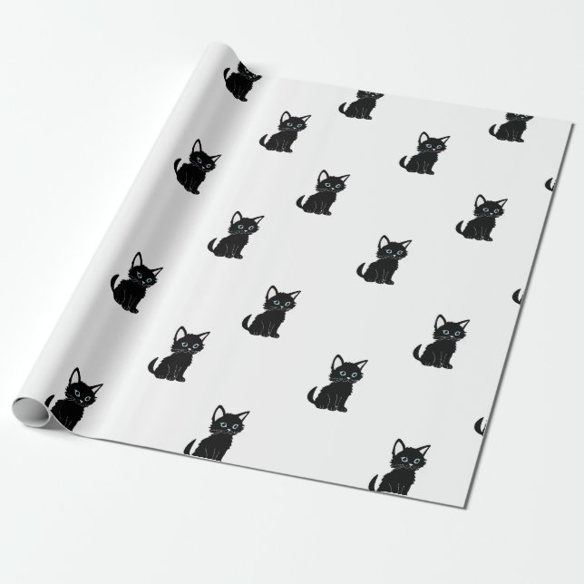 Papel de embrulho de padrão de gato (Desenrolado)