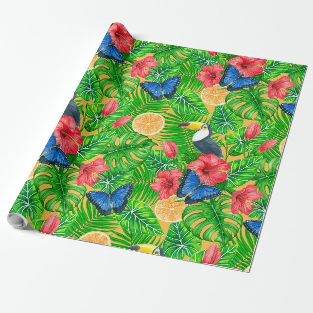 Papel de embrulho de padrão tropical (Desenrolado)