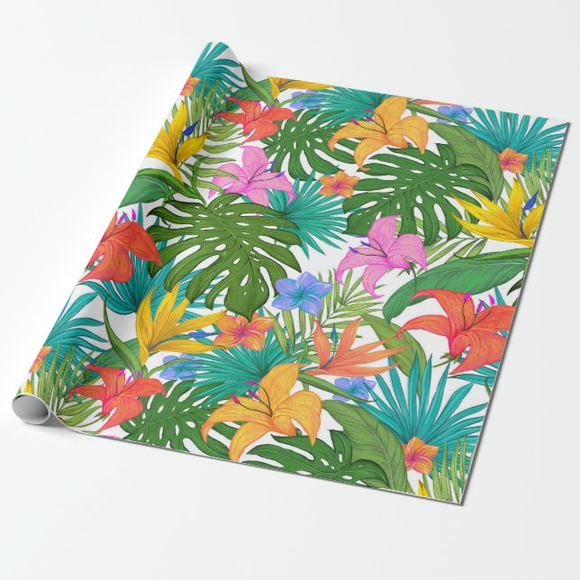Papel de embrulho de padrão tropical (Desenrolado)