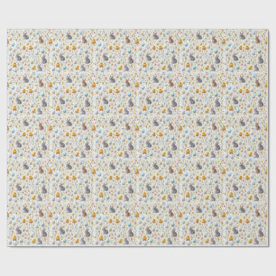 Papel de embrulho de Páscoa - Coelhinhos, Ovos e P