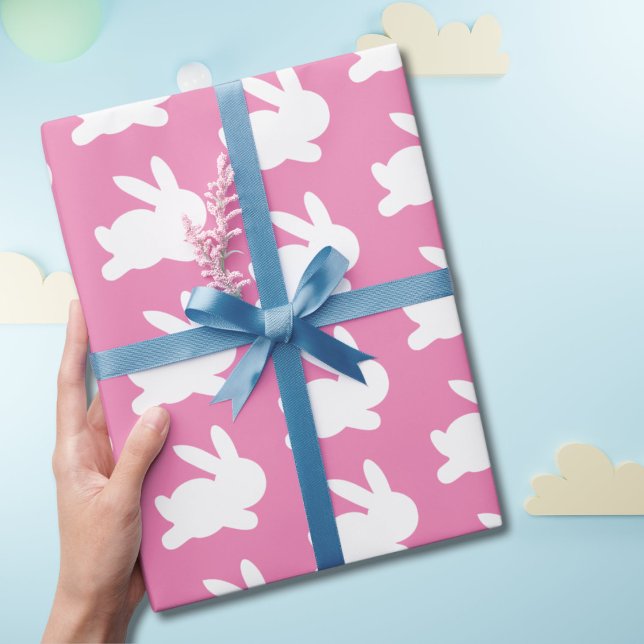 Papel de embrulho de Páscoa coelho rosa e branco (Criador carregado)