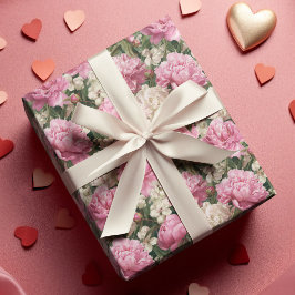 Papel de embrulho de Páscoa com padrão floral rosa