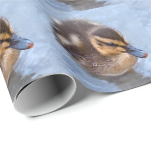 Papel de embrulho de patinho nadando