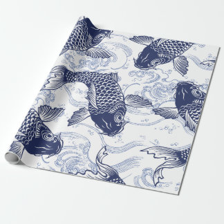Papel de embrulho de peixe branco e branco do KOI