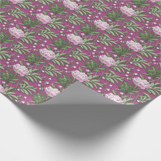 Papel de embrulho de peônia rosa e carmesim floral