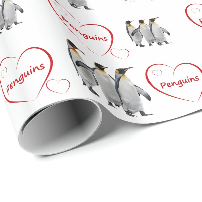 Papel de embrulho de pinguins amorosos (escolha a  (Ponta do rolo)