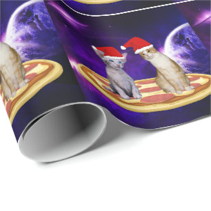Papel de embrulho de pizza do gato de natal no esp
