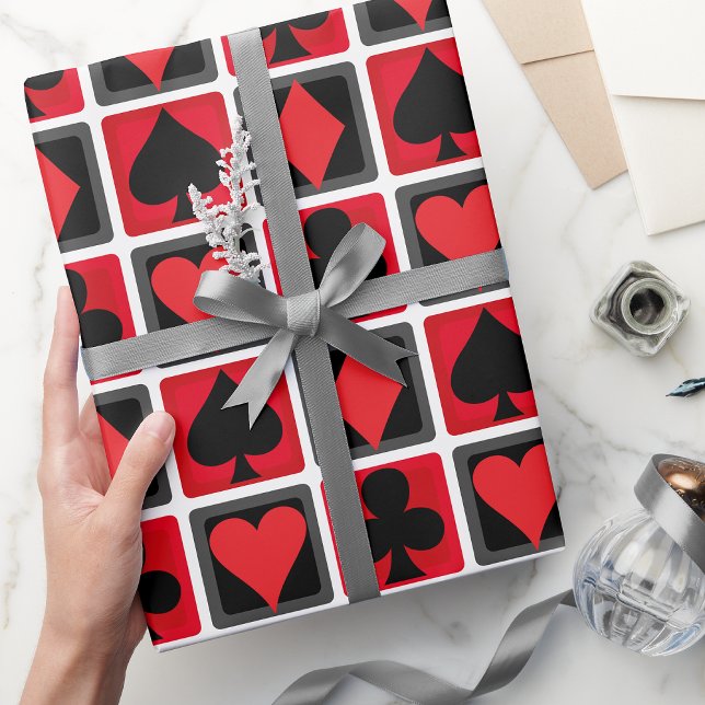 Papel de embrulho de placa de pôquer casino (Poker Casino Wrapping Paper. Suits)