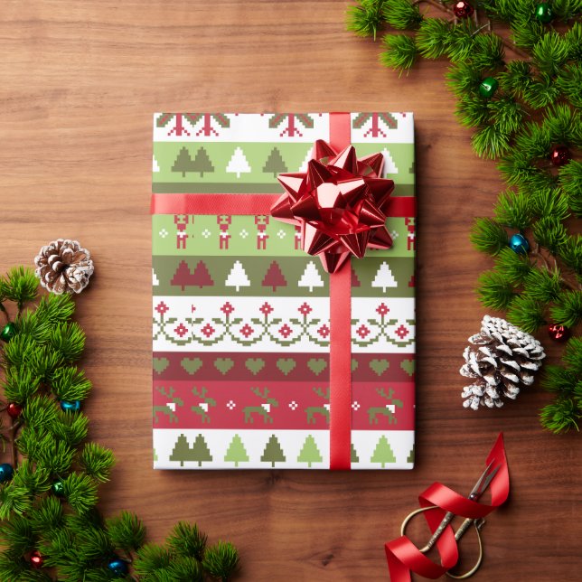 Papel de embrulho de ponto cruz de Natal (Presente de Natal)