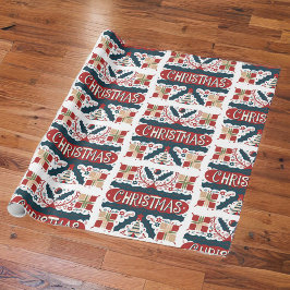 papel de embrulho de presente com designs de Natal