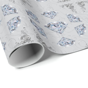 Papel de embrulho de presente com diamantes, fundo