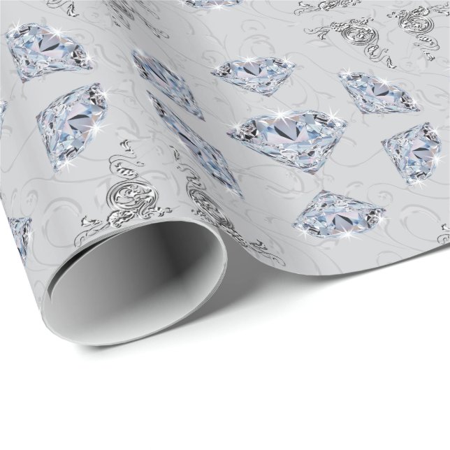 Papel de embrulho de presente com diamantes, fundo (Ponta do rolo)