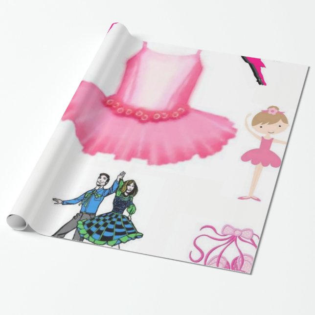 papel de embrulho de presente cor-de-rosa balerina (Desenrolado)