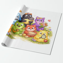 Papel de embrulho de presente de animal adorável