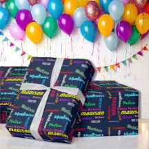 Papel de embrulho de presente de aniversário com n