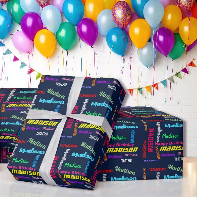 Papel de embrulho de presente de aniversário com n (Criador carregado)