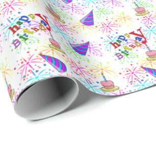 Papel de embrulho de presente de aniversário feliz