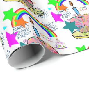 Papel de embrulho de presente de aniversário feliz