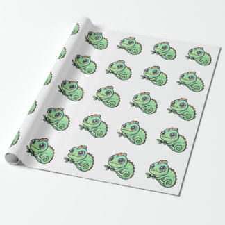 Papel de embrulho de presente de camaleão verde be
